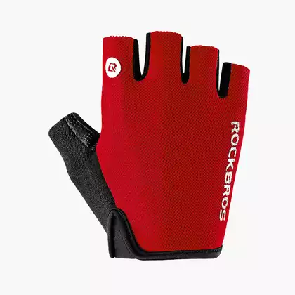 Rockbros cyklistické rukavice, krátký prst, czarny-czerwony  S106R