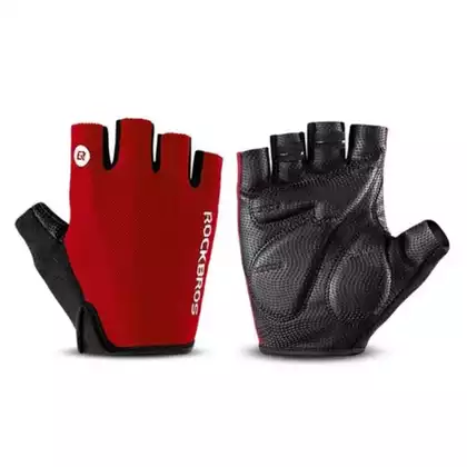Rockbros cyklistické rukavice, krátký prst, Černá červená  S106R