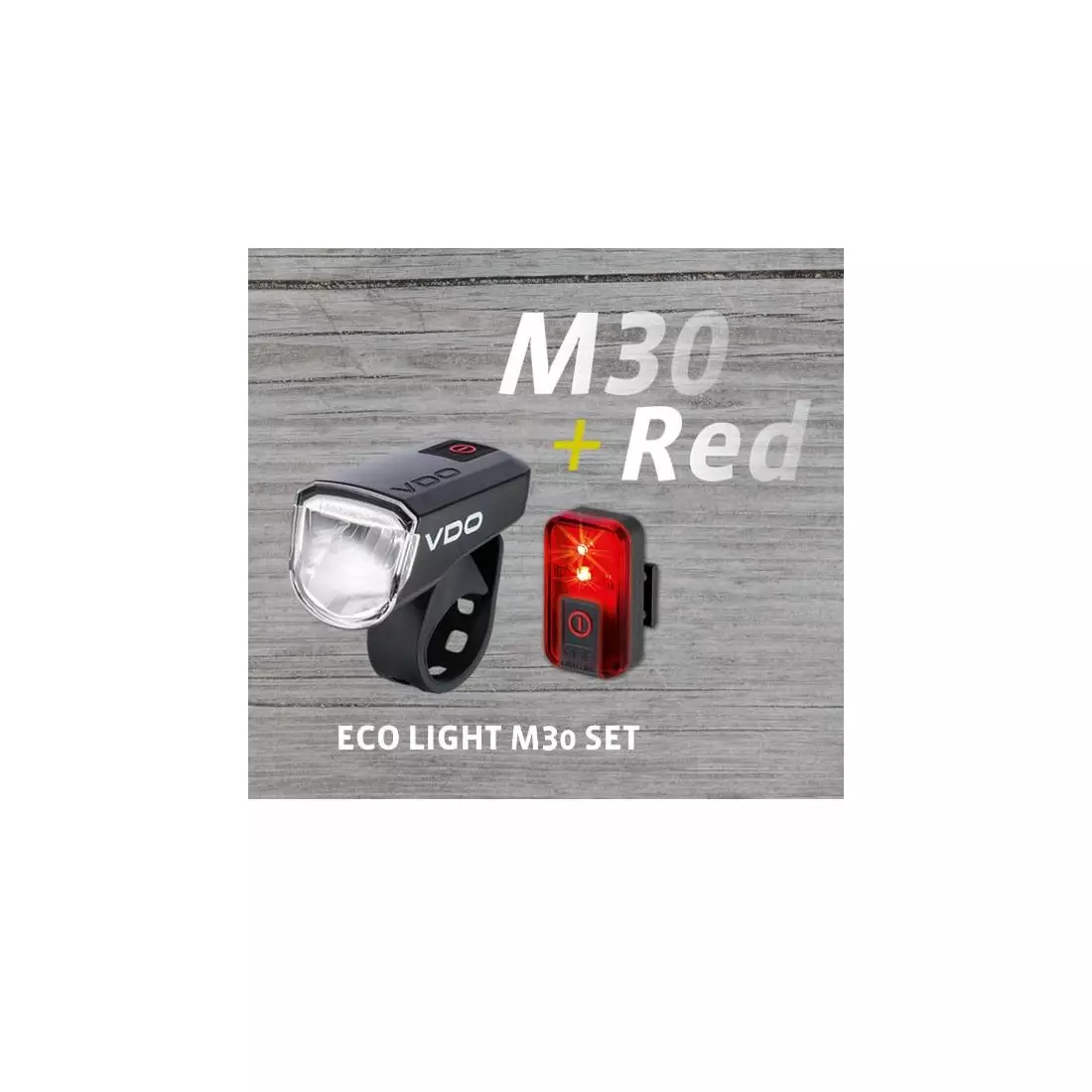 VDO M30+ECO LIGHT RED sada světel na kolo
