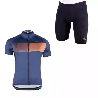 [Zestaw] DEKO STYLE-0421 pánský cyklistický dres s krátkým rukávem, námořnická modrá + DEKO POCKET pánské cyklistické kraťasy, černá