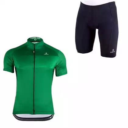 [Zestaw] DEKO STYLE-0421 pánský cyklistický dres s krátkým rukávem, zelená + DEKO POCKET pánské cyklistické kraťasy, černá