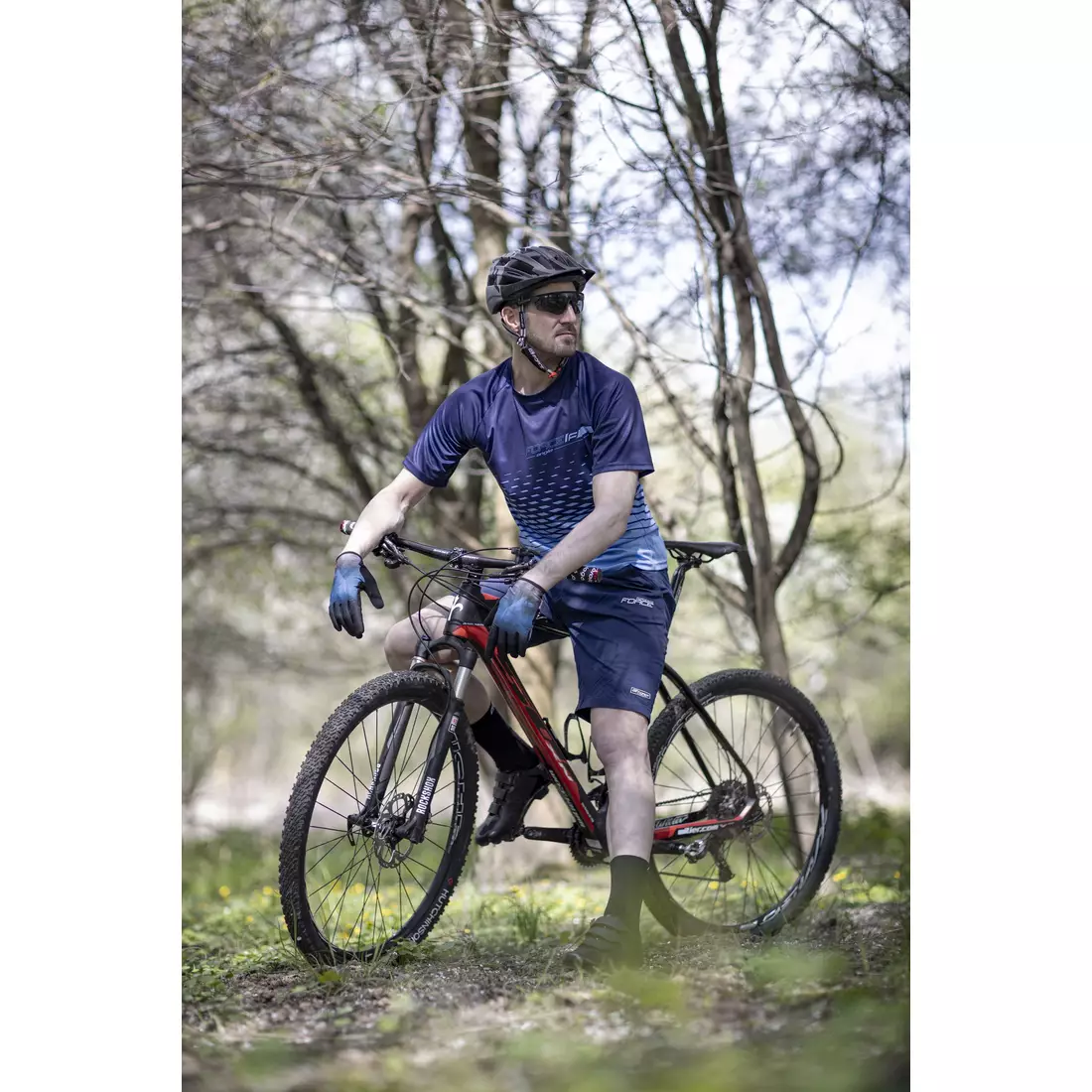 FORCE Cyklistické šortky s vyjímatelnou vložkou BLADE MTB, modrý 900319
