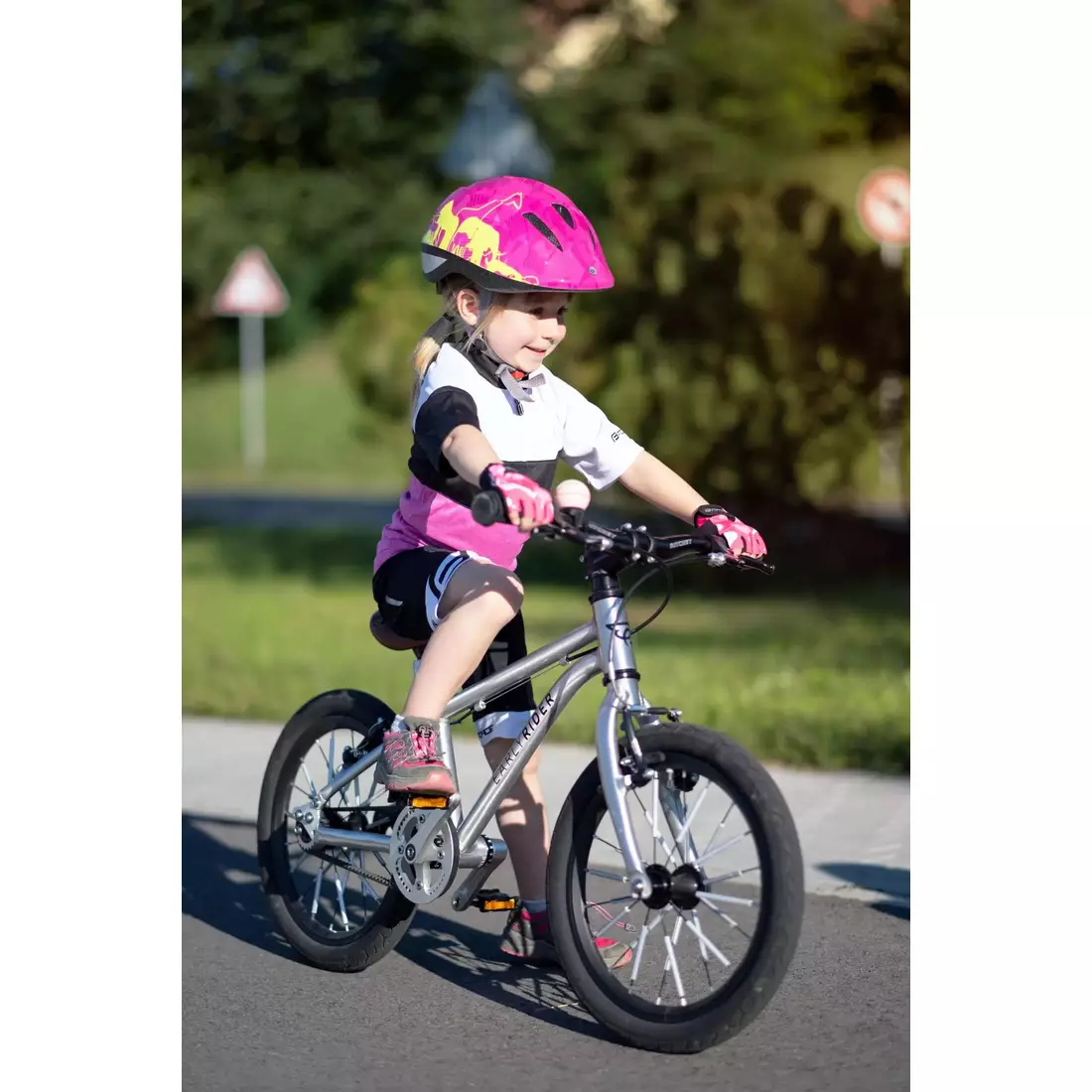 FORCE Dětská cyklistická helma FUN ANIMALS, fluo-růžová 9022445