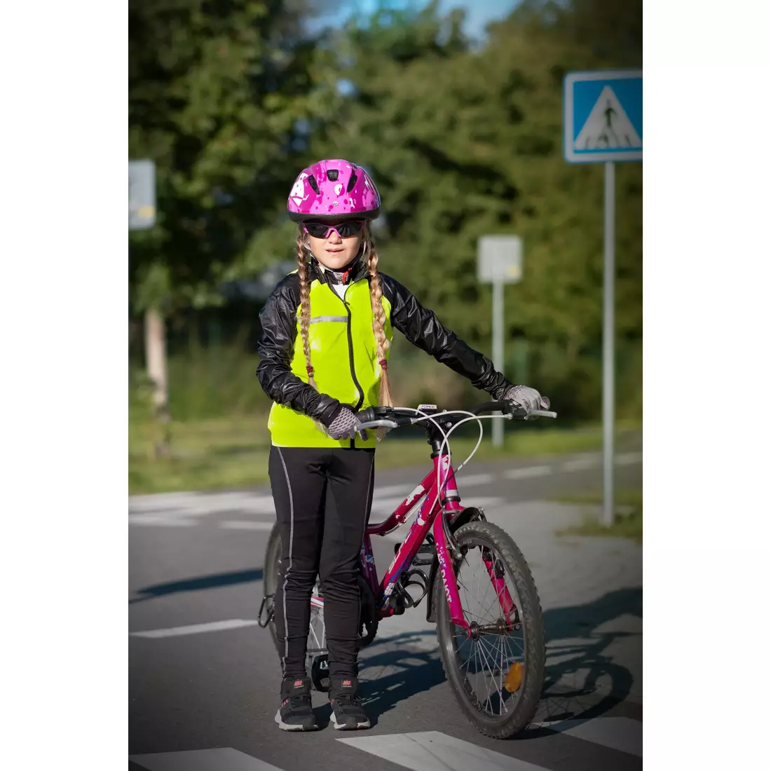 FORCE Dětské cyklistické kalhoty se šlemi REFLEX LINE KID, Černá 900396