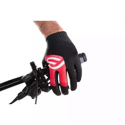 FORCE unisex cyklistické rukavice MTB POWER black/red 9056931