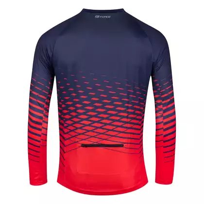 FORCE cyklistický dres s dlouhým rukávem MTB ANGLE, modrá červená, 9001446