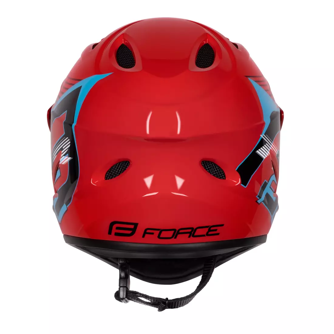 FORCE celoobličejová cyklistická helma TIGER, červeno-černo-modrá 902108