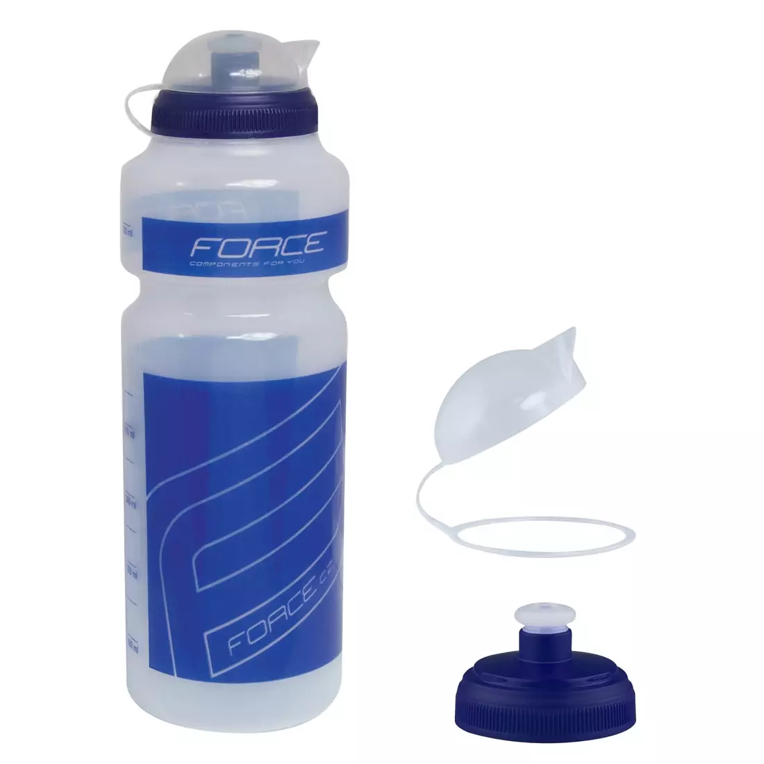FORCE cyklistická láhev s vodou &quot;F“ 750ml transparent blue 250766