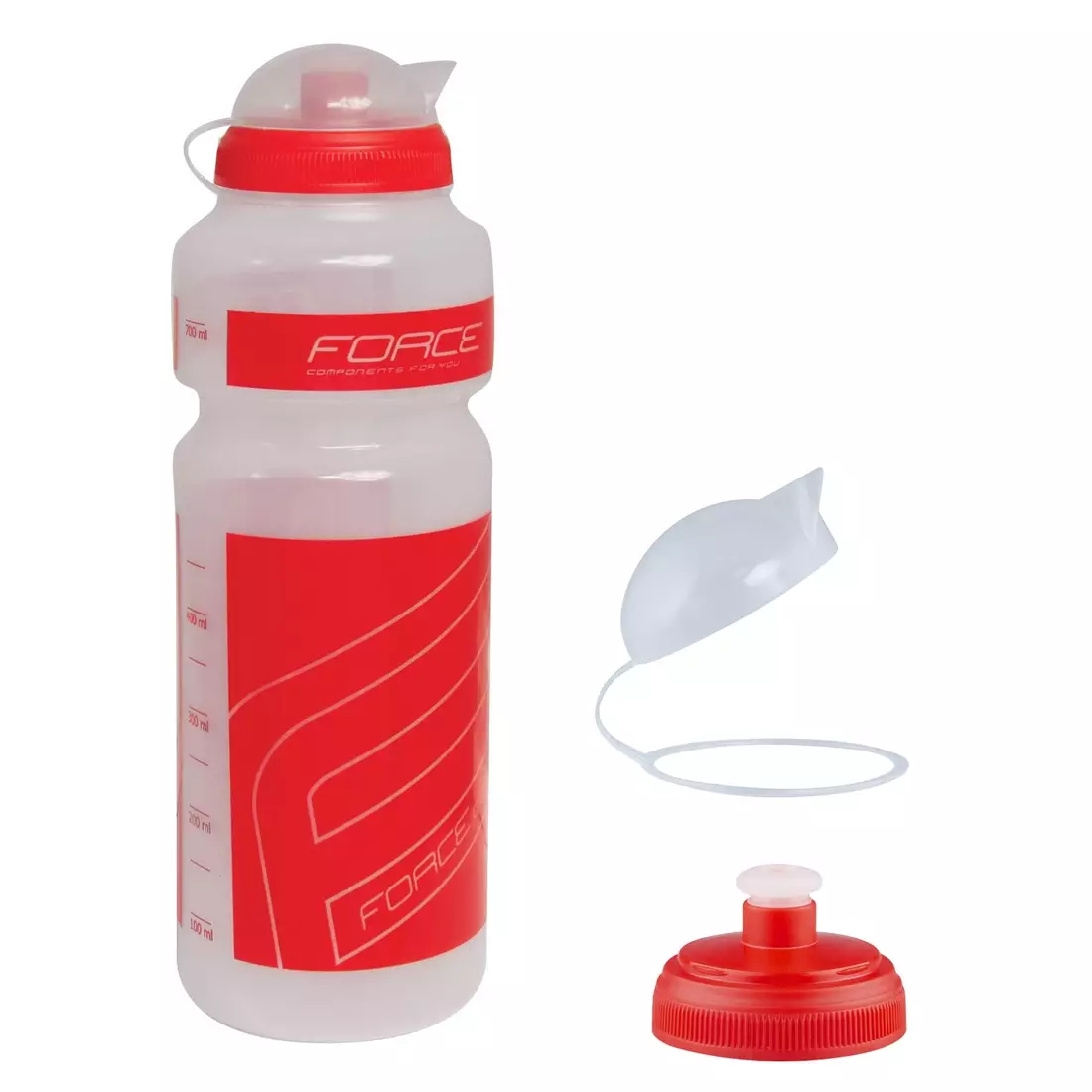 FORCE cyklistická láhev s vodou &quot;F“ 750ml transparent red 250765