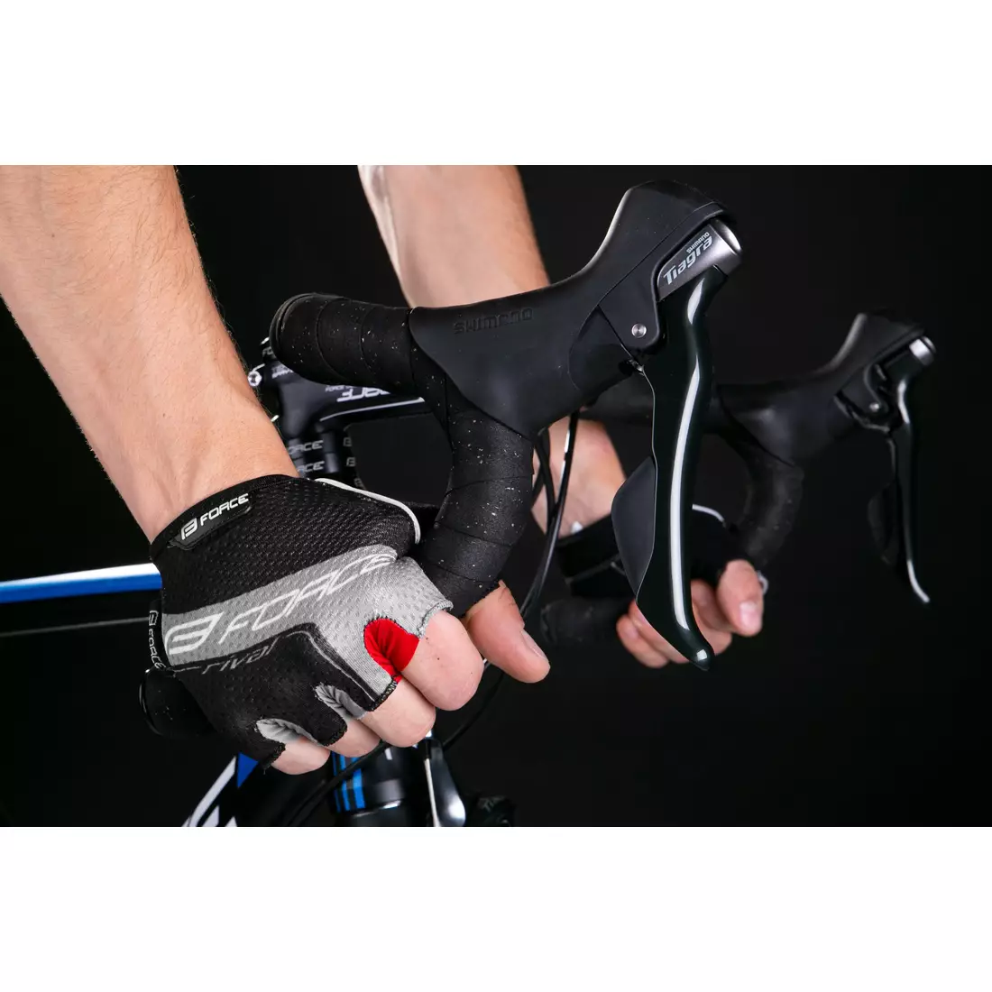 FORCE cyklistické rukavice RIVAL, černá a šedá, 9052441
