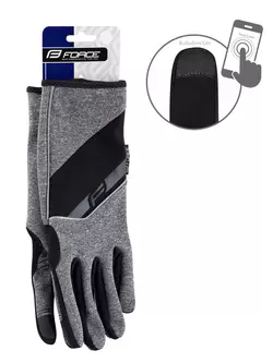FORCE cyklistické rukavice softshell GALE grey 9056953