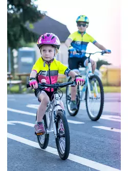 FORCE dětský cyklistický dres FORCE KID-3 SQUARE fluo/pink 9001042