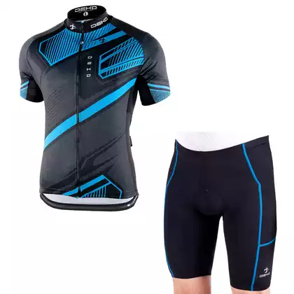 [Set] DEKO POCKET pánské cyklistické kraťasy, černá a modrá + DEKO pánský cyklistický dres s krátkým modrý MNK-001-09