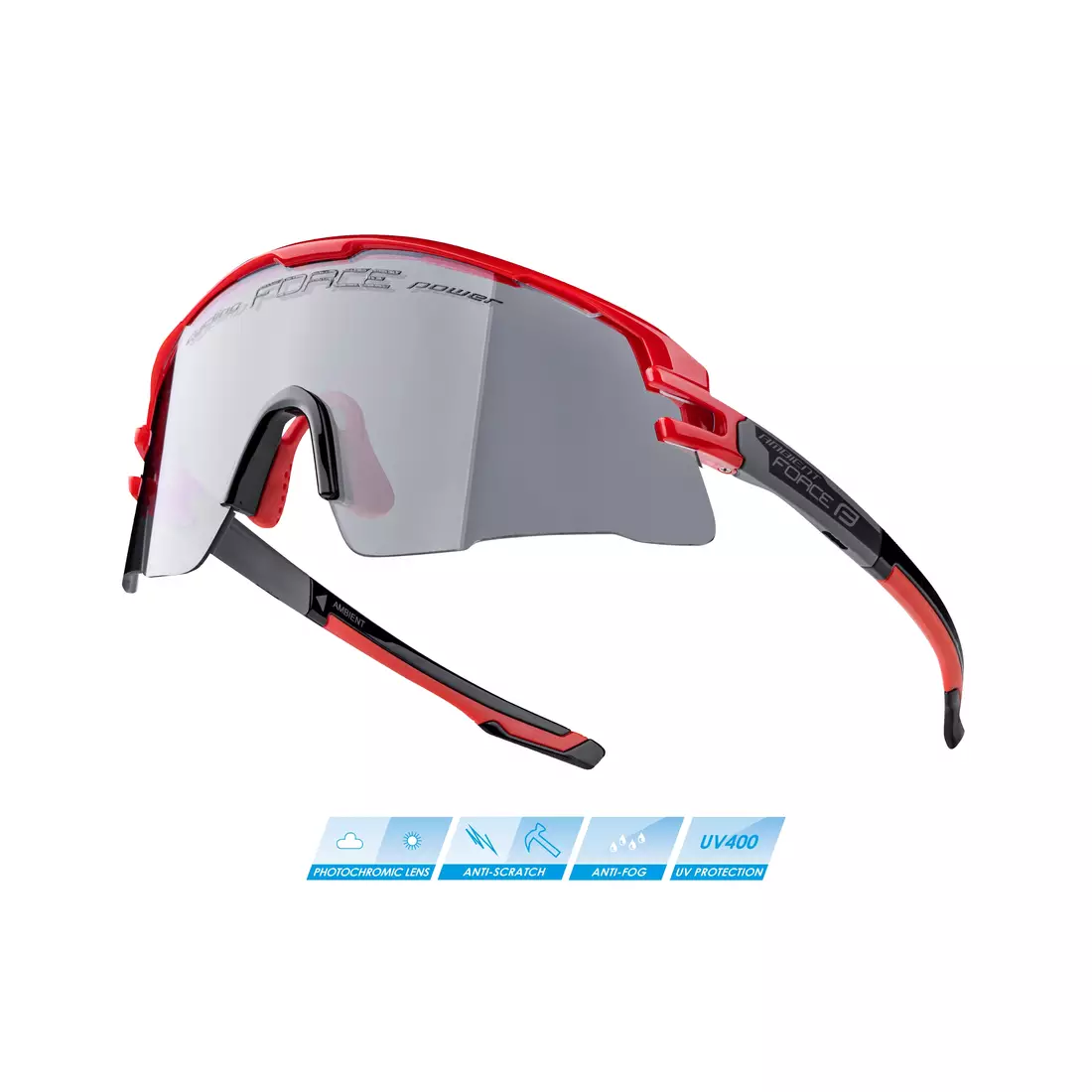 FORCE AMBIENT fotochromní sportovní brýle, červeno-šedá