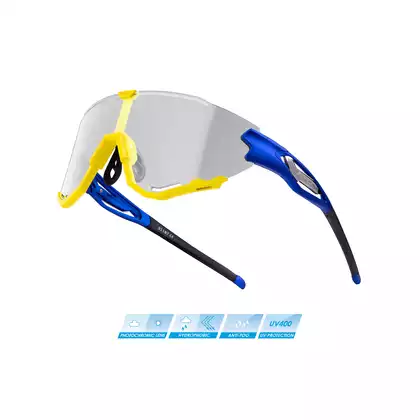 FORCE CREED Fotochromatické sportovní brýle, modré a žluté