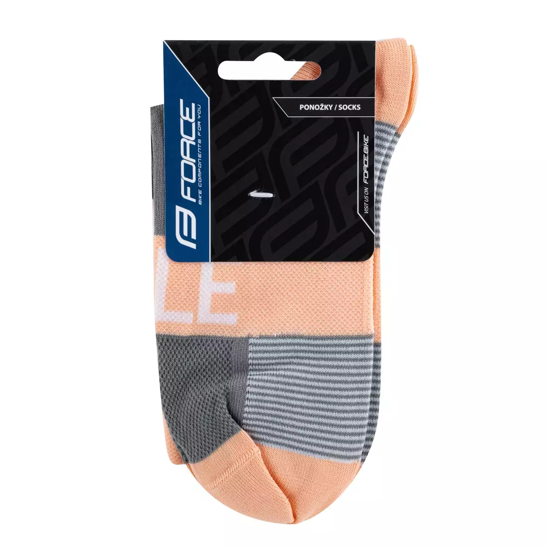 FORCE HALE cyklistické/sportovní ponožky, oranžovo-bílo-šedá