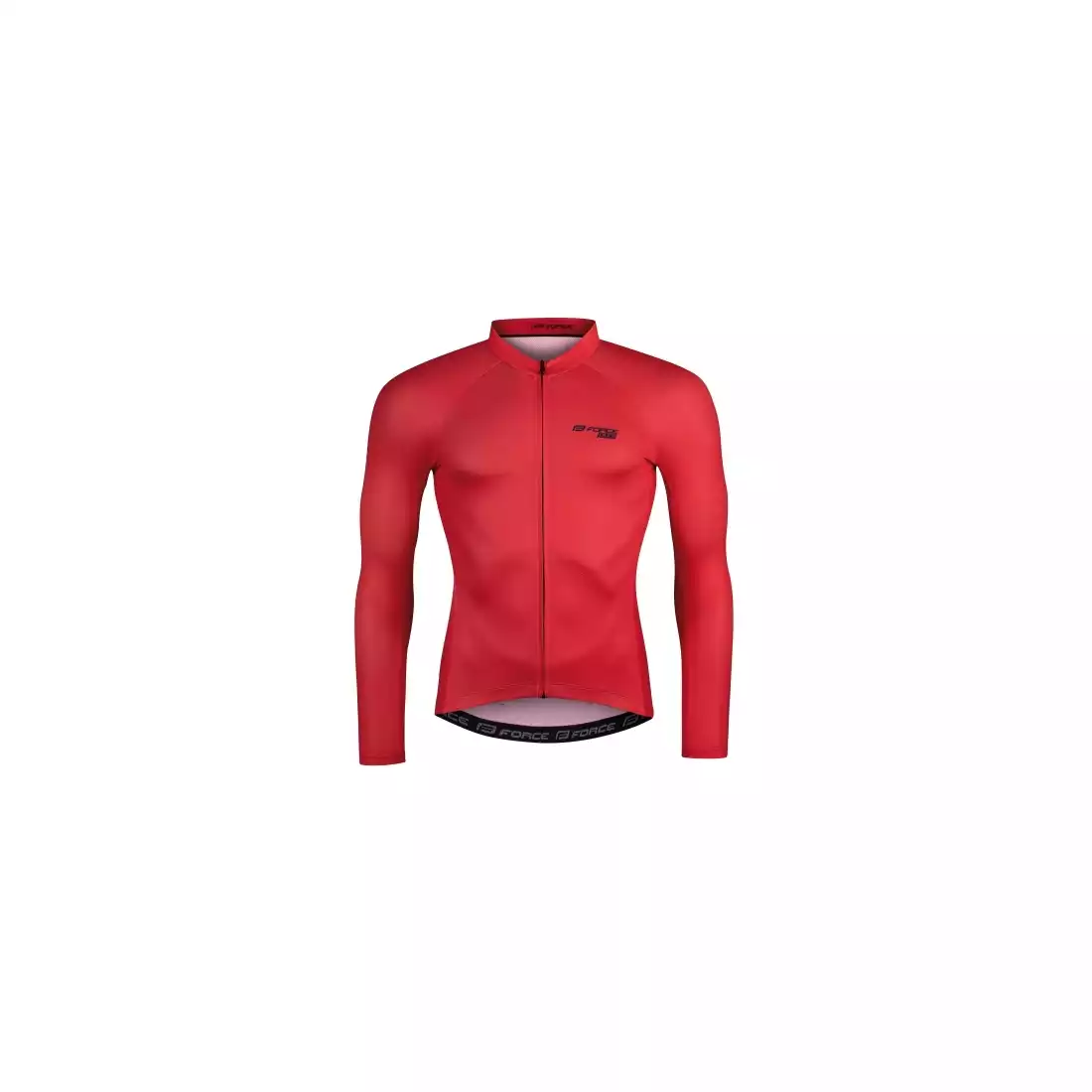 FORCE PURE Pánský cyklistický dres s dlouhým rukávem, červený