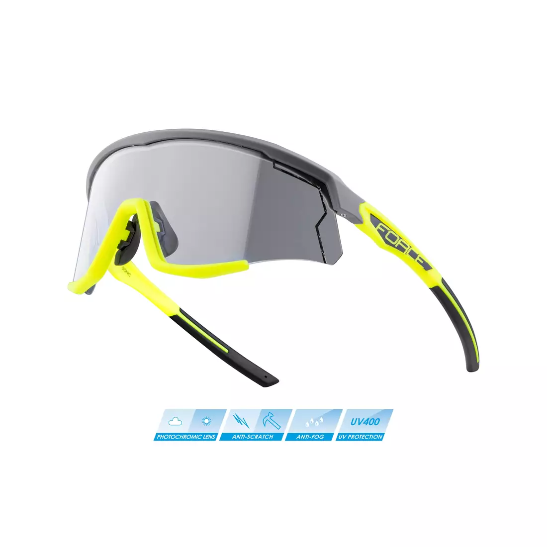 FORCE cycling / sports glasses SONIC, photochromic, šedá-fluo, 910958
