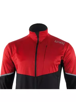 KAYMAQ JWS-004 pánská zimní softshellová cyklistická bunda červeno-černá
