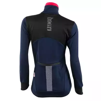 KAYMAQ JWSW-100 dámská zimní softshellová cyklistická bunda modrý-černá