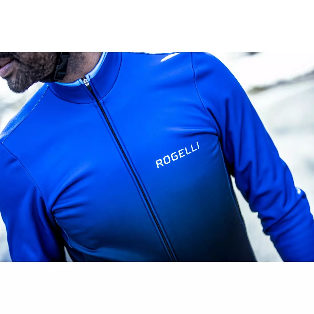 Rogelli Pánská zimní cyklistická bunda HORIZON, Černá a modrá, ROG351043
