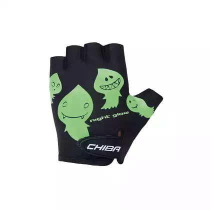CHIBA dětské cyklistické rukavice COOL KIDS černé a zelené duchové 3050518CZ-3