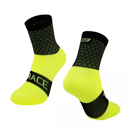 FORCE Cyklistické / sportovní ponožky TRACE, black-fluo, 900890
