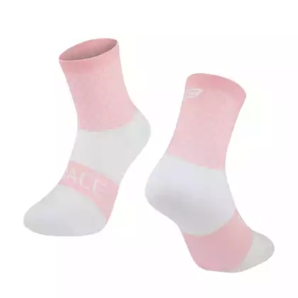FORCE Cyklistické / sportovní ponožky TRACE, růžová a bílá, 900894