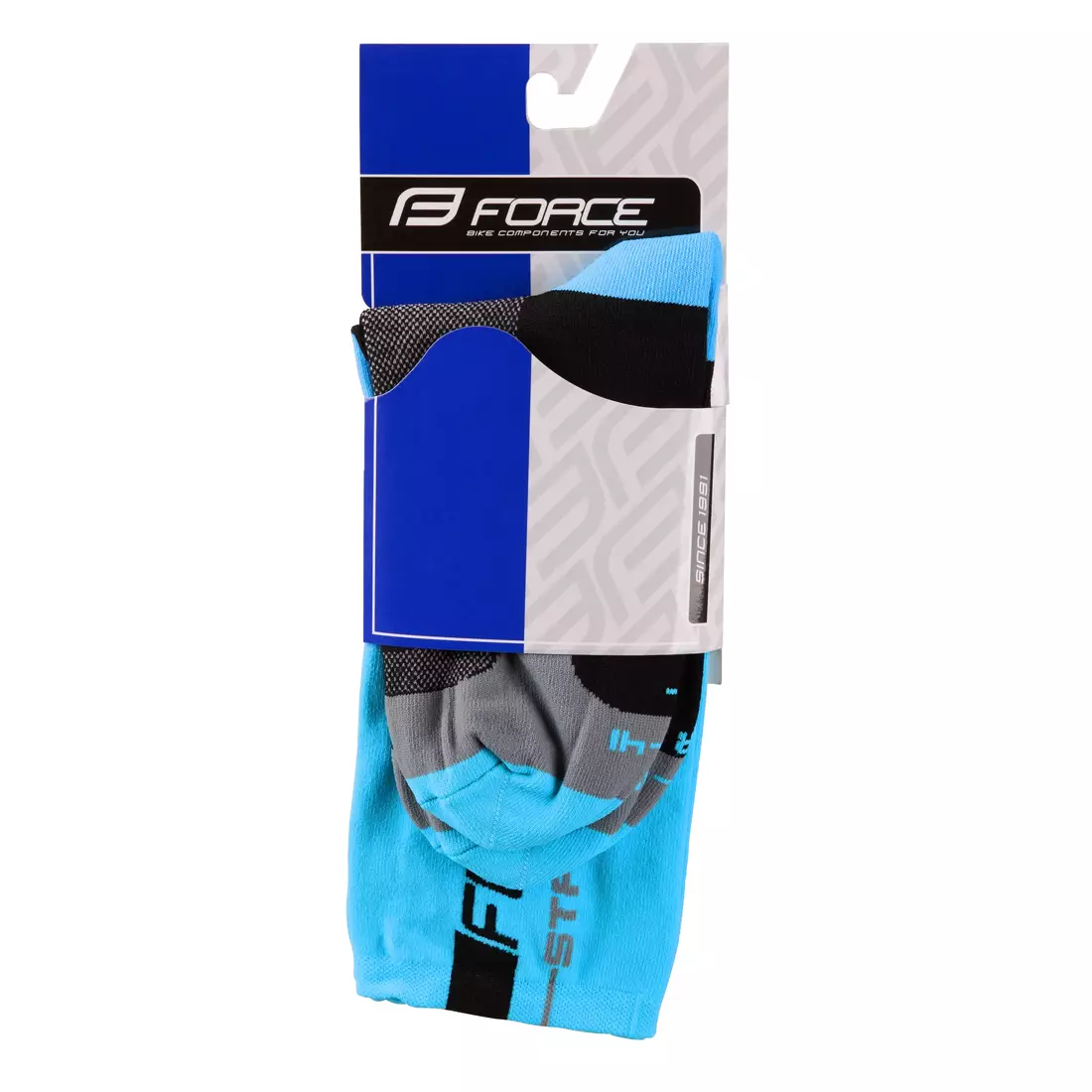 FORCE cyklistické ponožky STAGE, modré a černé 9009098