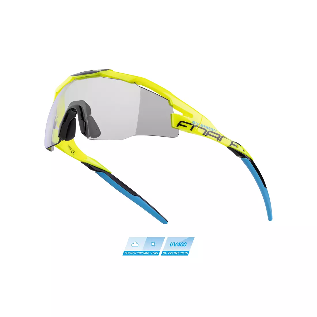 FORCE cyklistické / sportovní brýle EVEREST fotochromní, fluo, 910902