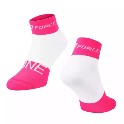 FORCE cyklistické ponožky ONE, růžové a bílé 900874
