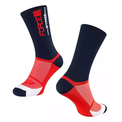 FORCE cyklistické ponožky STAGE, modro-červená 9009101