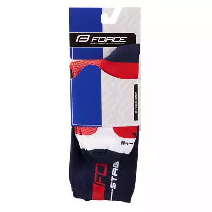 FORCE cyklistické ponožky STAGE, modro-červená 9009101