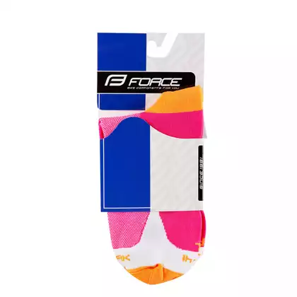 FORCE cyklistické ponožky STREAK, růžové a oranžové 9009131