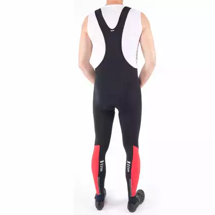 KAYMAQ DKBT-2022 zateplené cyklistické kalhoty, gelová vložka, šle, černá a červená