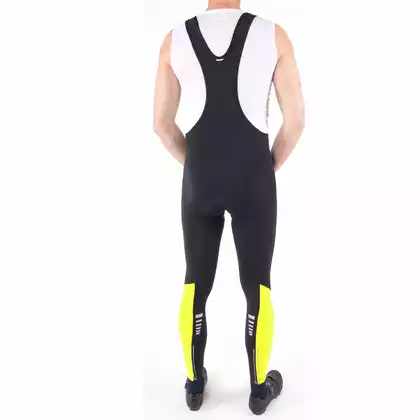 KAYMAQ DKBT-2022 zateplené cyklistické kalhoty, gelová vložka, šle, černá-fluo