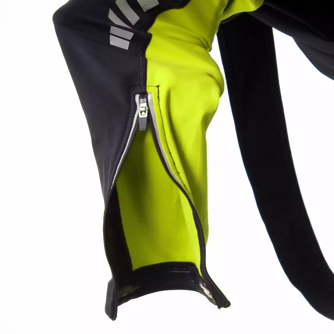 KAYMAQ DKBT-2022 zateplené cyklistické kalhoty, gelová vložka, šle, černá-fluo
