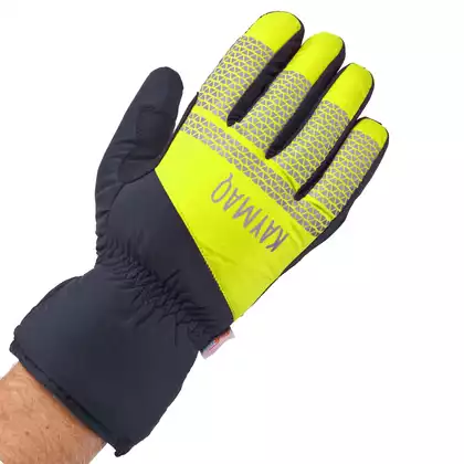 KAYMAQ GLW-002 zimní cyklistické rukavice, černá-fluor