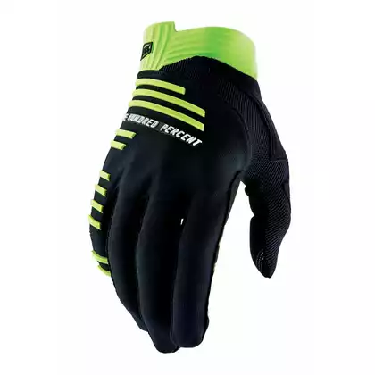 100% R-CORE Cyklistické rukavice, černo-vápno