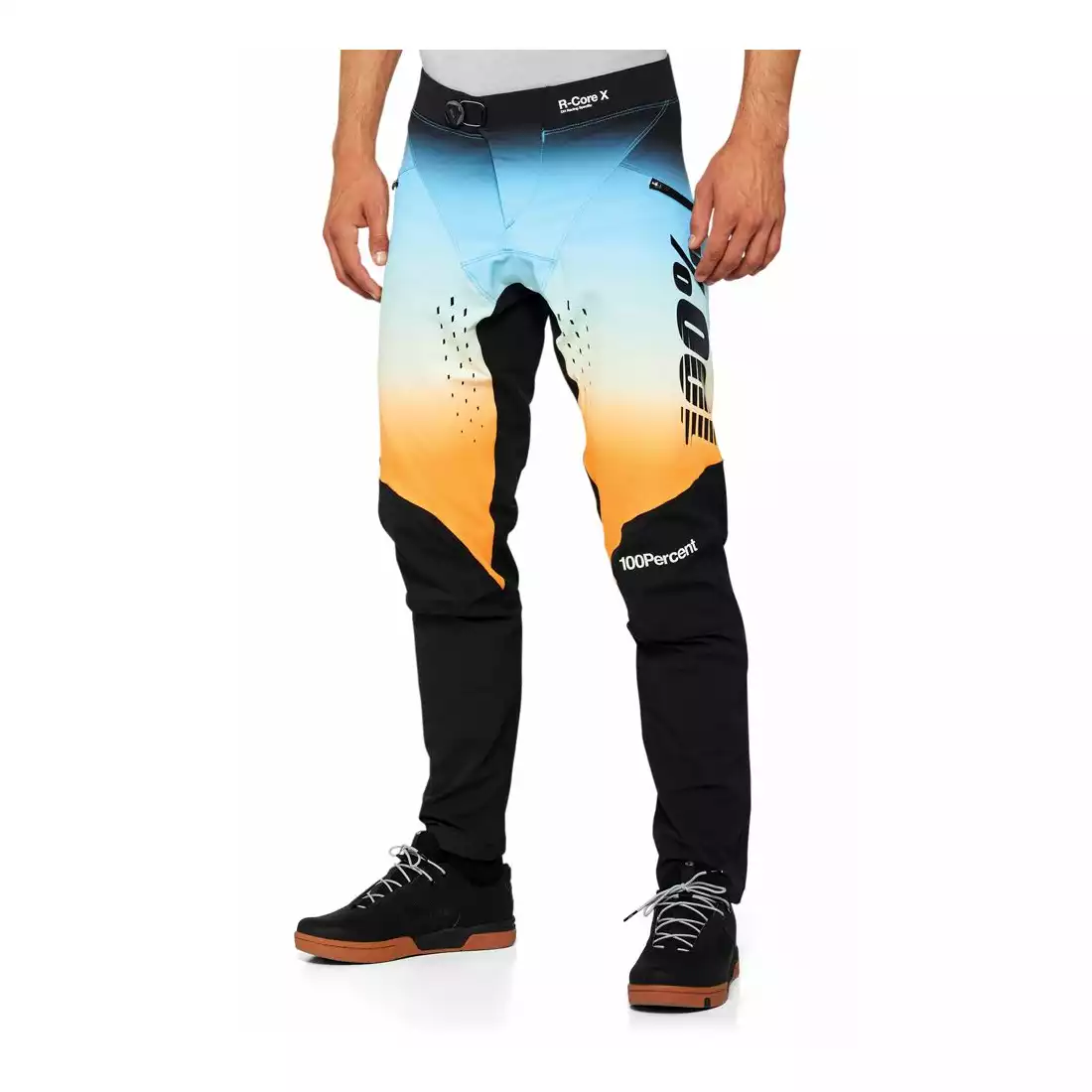100% R-CORE X  Pánské cyklistické kalhoty Limited Edition, černá a oranžová