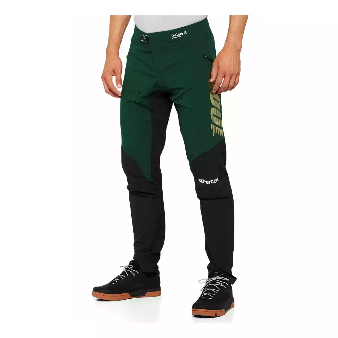 100% R-CORE X  Pánské cyklistické kalhoty Limited Edition, zeleno-černé