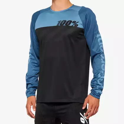 100% R-CORE pánský cyklistický dres s dlouhým rukávem, black slate blue 