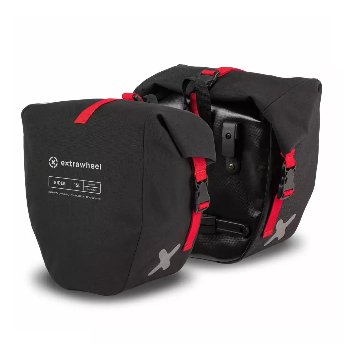 EXTRAWHEEL RIDER PREMIUM CORDURA brašna na kolo na nosič zavazadel, Černá 2x15 L