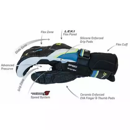 LEKI Lyžařské rukavice WCR Flex S Speed System, black, 63480144105