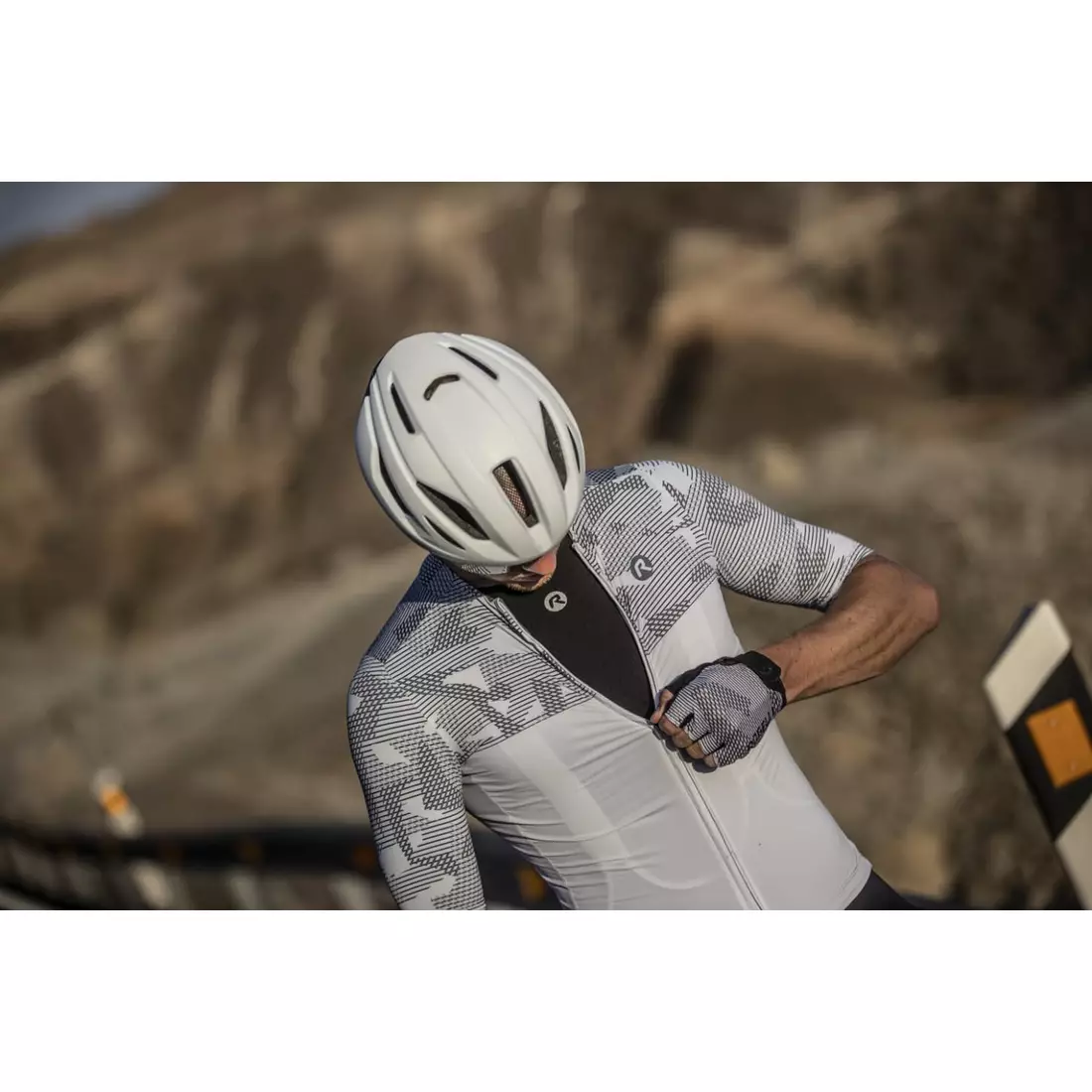 ROGELLI CAMO Pánské cyklistické rukavice, bílá a šedá