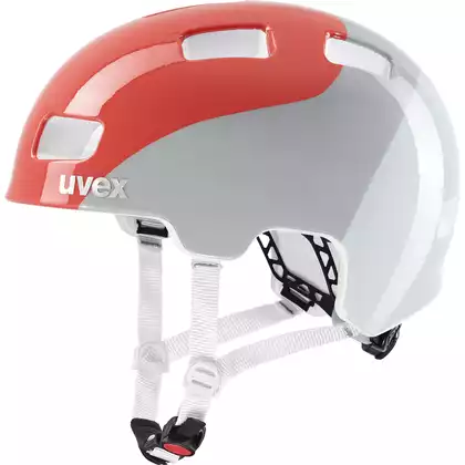 UVEX HLMT 4 Dětská cyklistická přilba, bílá a červená