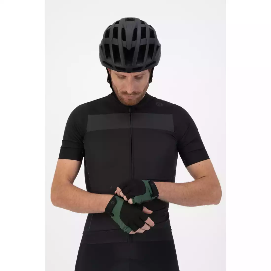 ROGELLI ESSENTIAL Pánské cyklistické rukavice, černo-zelené