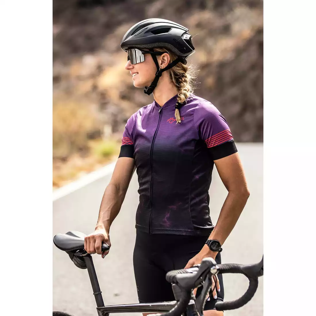ROGELLI MARBLE Dámský cyklistický dres, černo-fialový