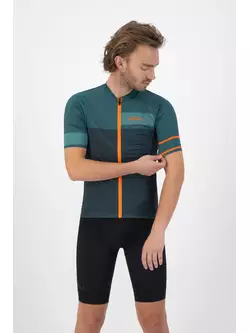 Rogelli BLOCK pánský cyklistický dres, zeleno-oranžová
