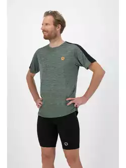 Rogelli JAKE pánské běžecké tričko, khaki-oranžová